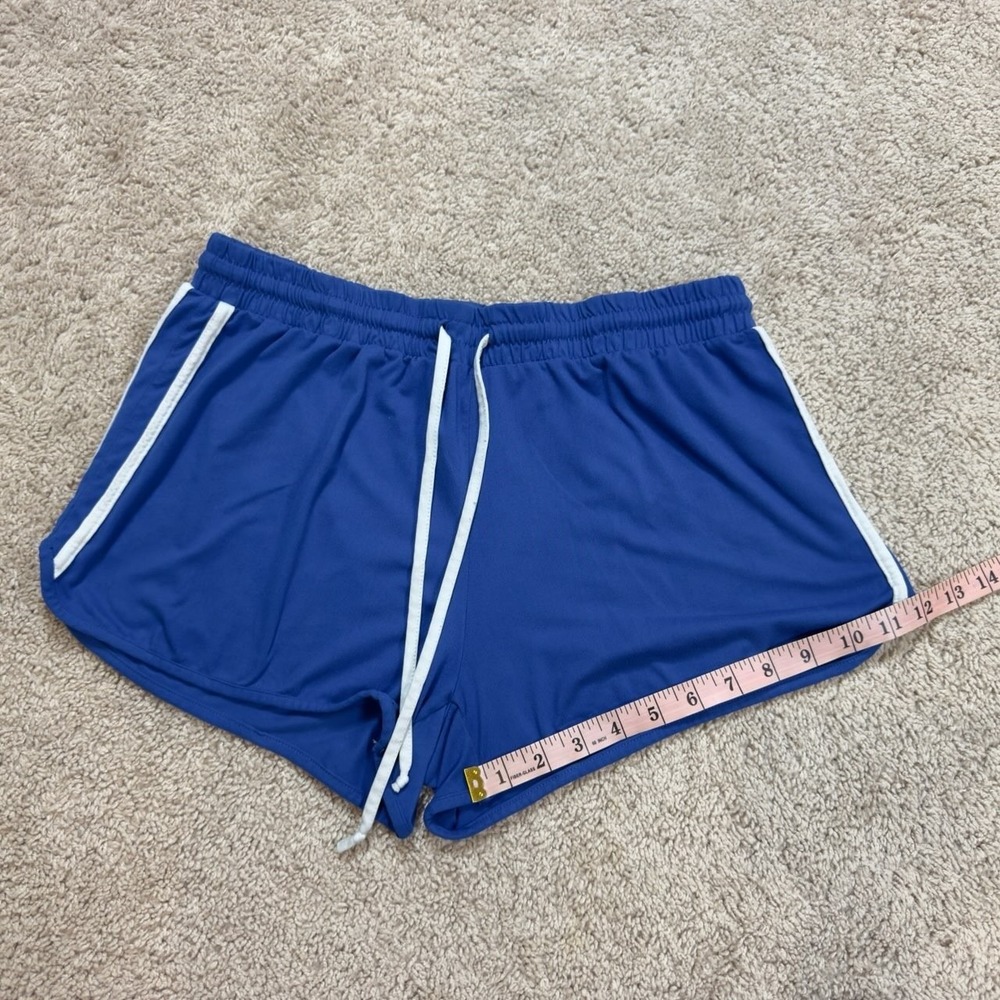 Eye Candy Royal Blue Athletic Dolphin Shorts White Side Stripe Size M Drawstring - Picture 4 of 6